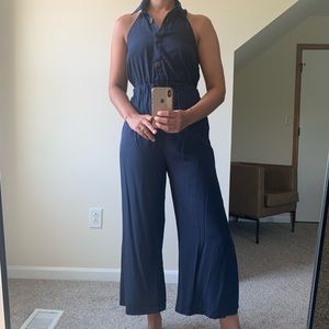 ASOS navy halter jumpsuit